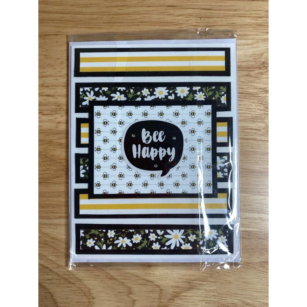 Bee & Flowers Greeting Card – Handmade A2 Card – All Occasion Blank Card